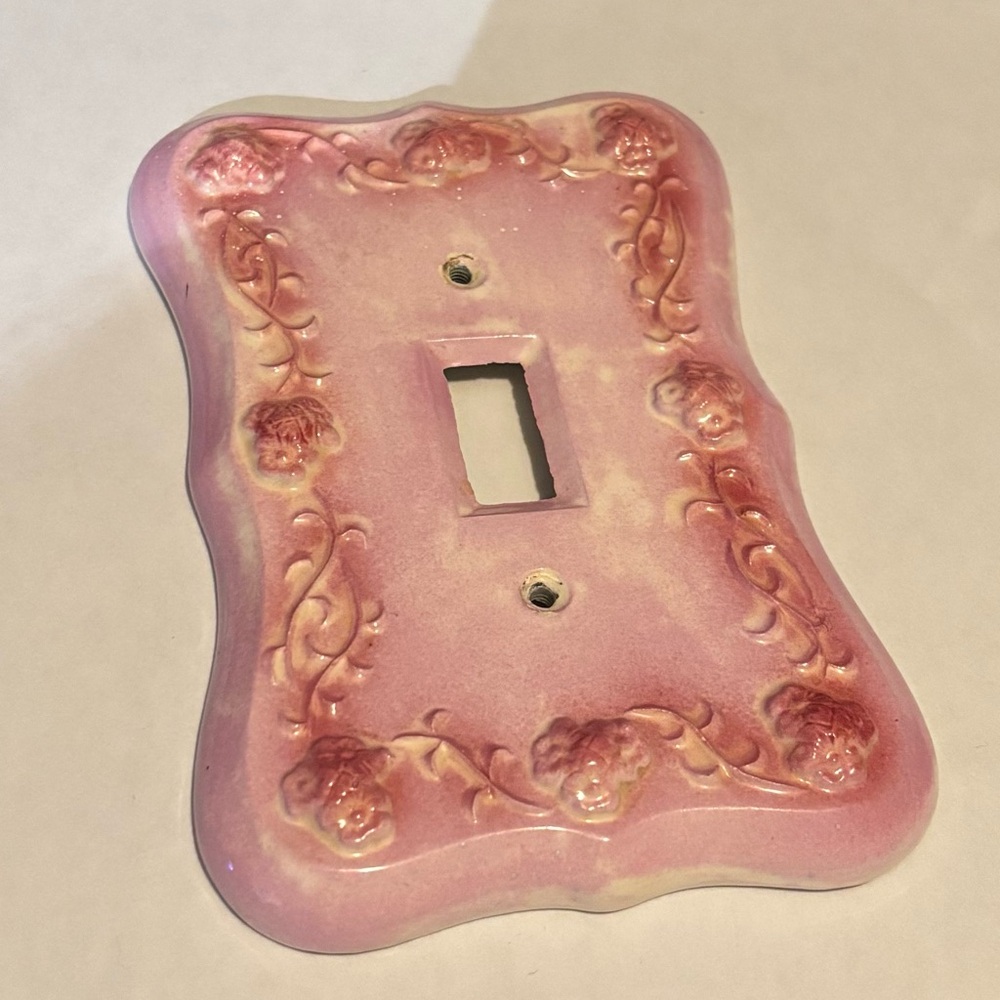 Vintage Pink Floral Ceramic Light Switch Cover